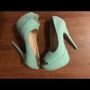 Charlotte Russe teal peek-a-boo heels